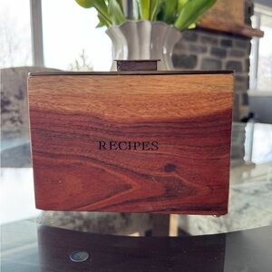 Hearth & Hand Wooden Recipe Box in Rich Brown Woodgrain